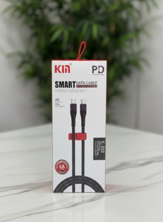 6A PD 20W Type-C to Type-C Smart Data Cable with Synthetic Fiber Braiding
